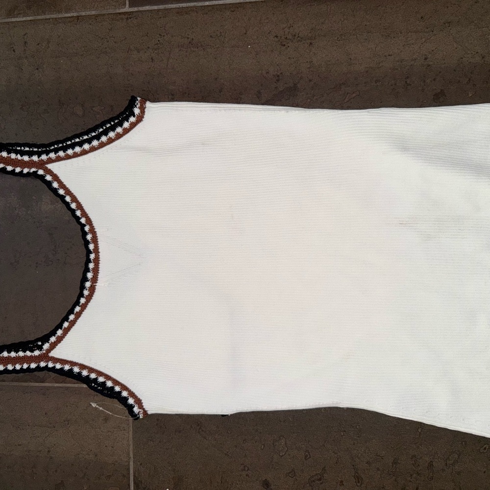 bishop + young White Tank Top with Black and Brown Accents - Picture 4 of 4